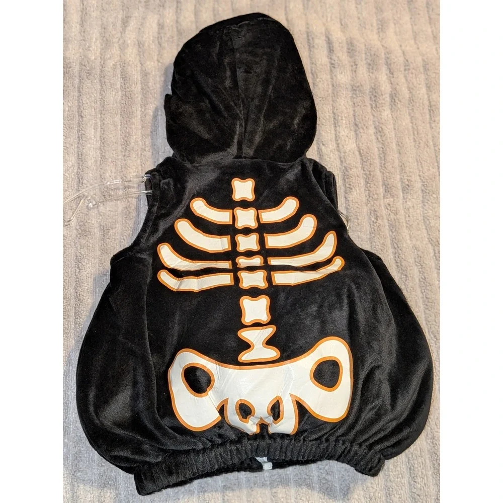 Hallow's‎ Eve Halloween Skeleton Candy Vest Costume 6-9 Months Hooded NEW